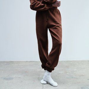Zara PLUSH JOGGING High-waist Trousers Pants Green Size S